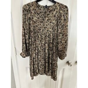 Chocolate Brown Abstracted Western Cowgirl Shift Dress Women S Festival Loose